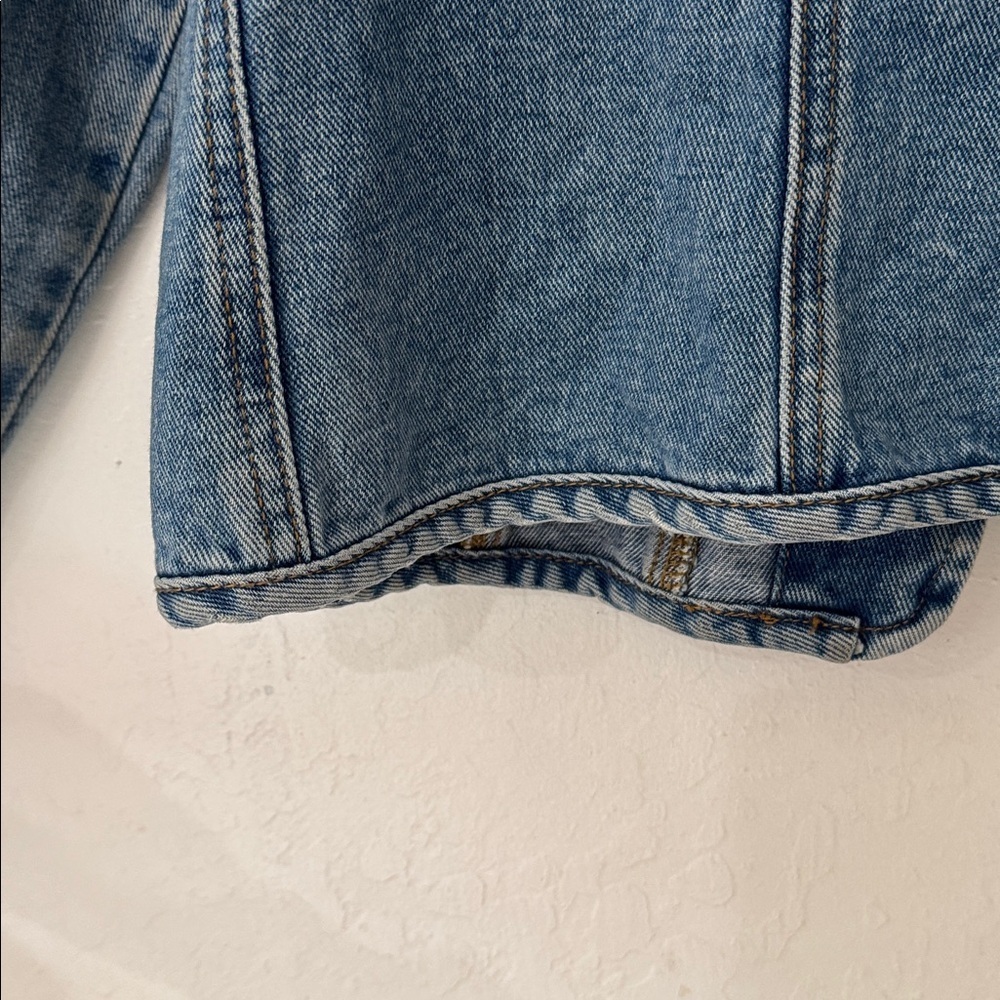 Vintage Faconnable Medium 100% Cotton Fitted Denim Jacket Light Waist Flare - Picture 7 of 9